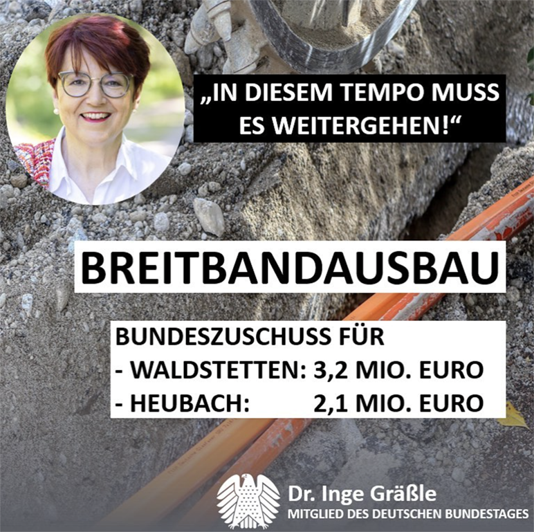 Dr. Inge Gräßle Breitbandausbau Zuschuss für Waldstetten und Heubach